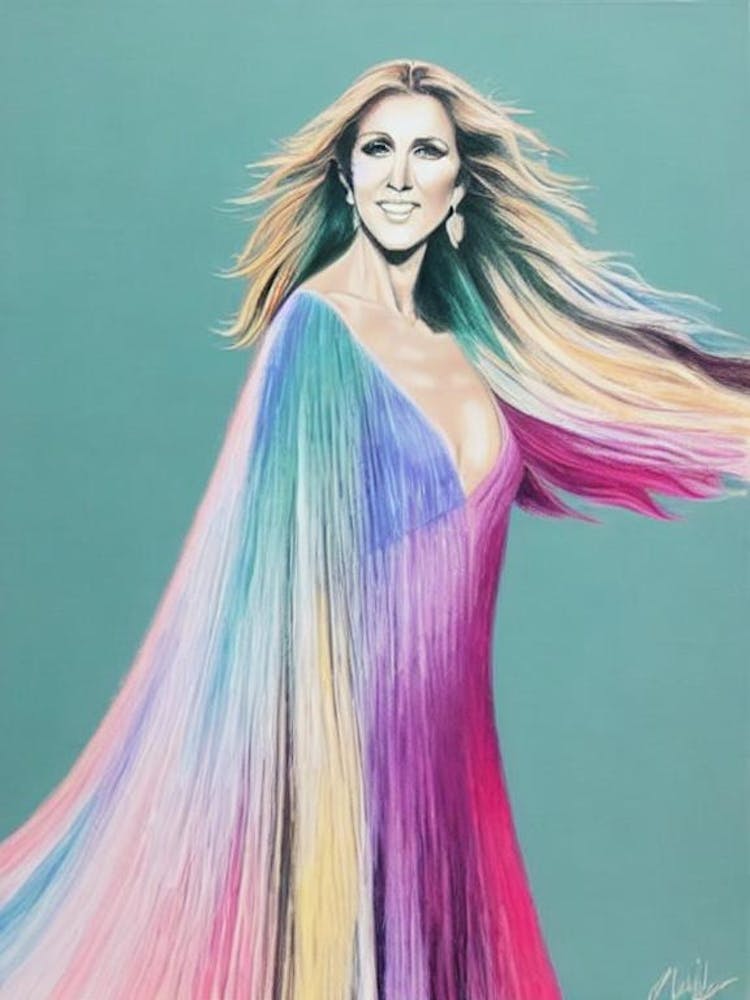 Céline Dion Colourful Illustration