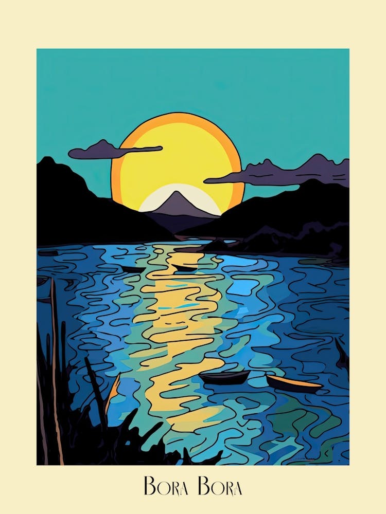 Poster Of Minimal Design Style Of Bora Bora French, Polynesia 4