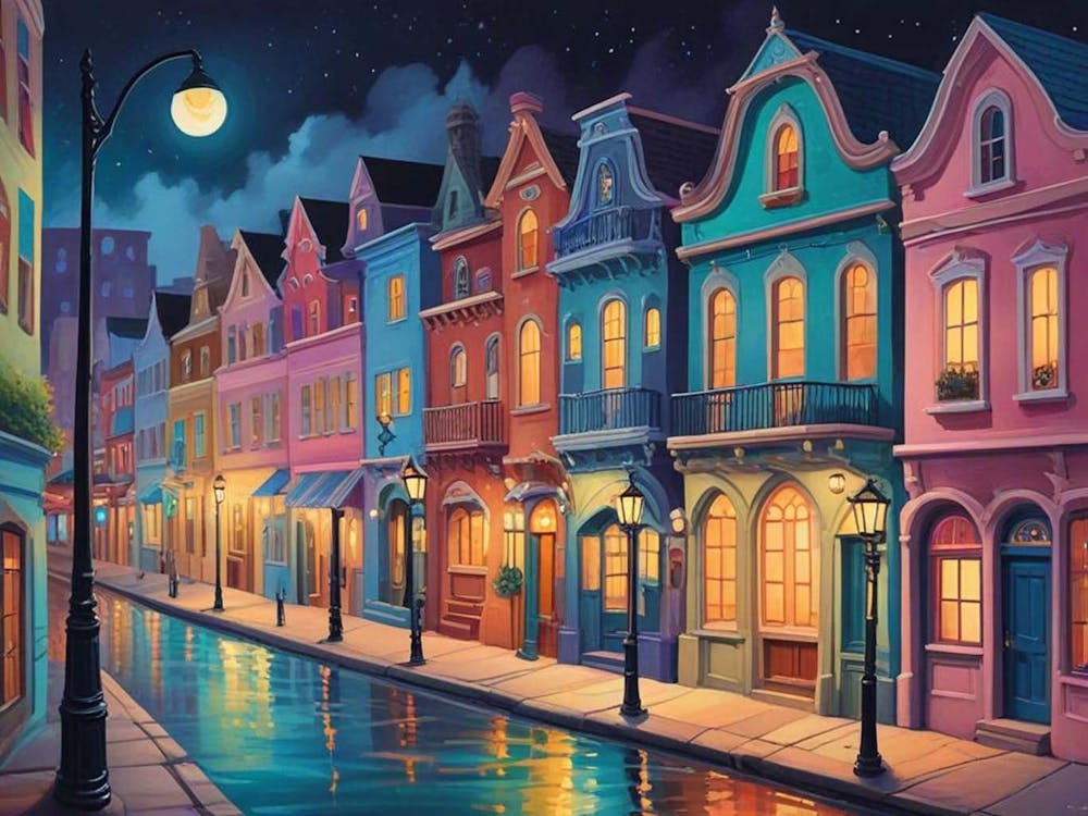 Street Scene At Night 1