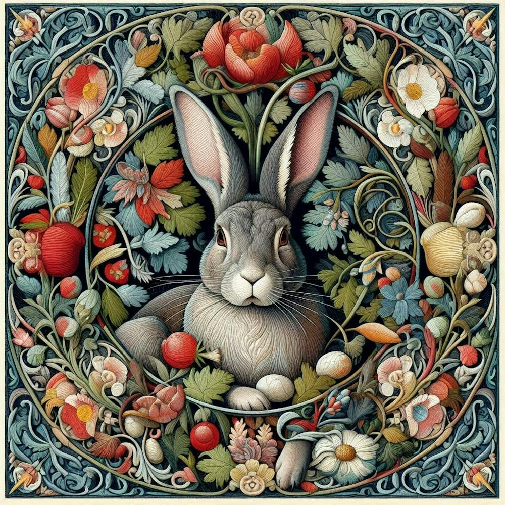 Rabbit In Floral Wreath