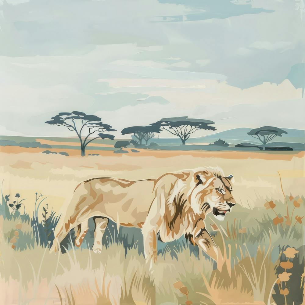 Big Lion Pastel Illustration 2