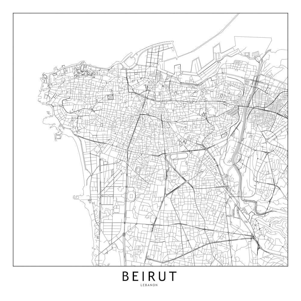 Beirut White Map Square