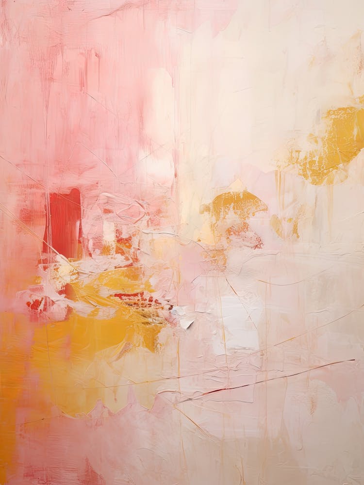 Pink And Yellow, Abstract Raw Painting 3