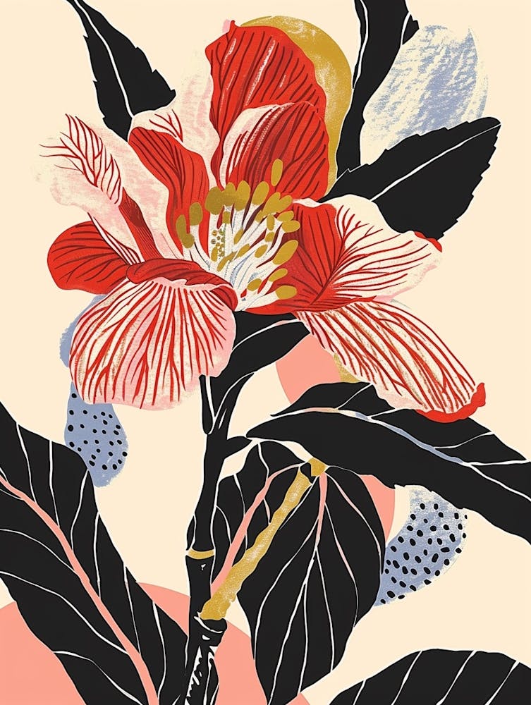 Colourful Flower Illustration Camellia 2