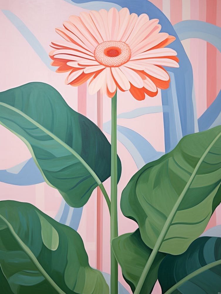 Gerbera Daisy 4 Hilma Af Klint Inspired Pastel Flower Painting