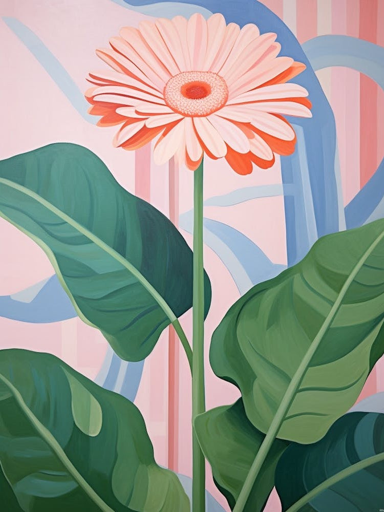 Gerbera Daisy 4 Hilma Af Klint Inspired Pastel Flower Painting