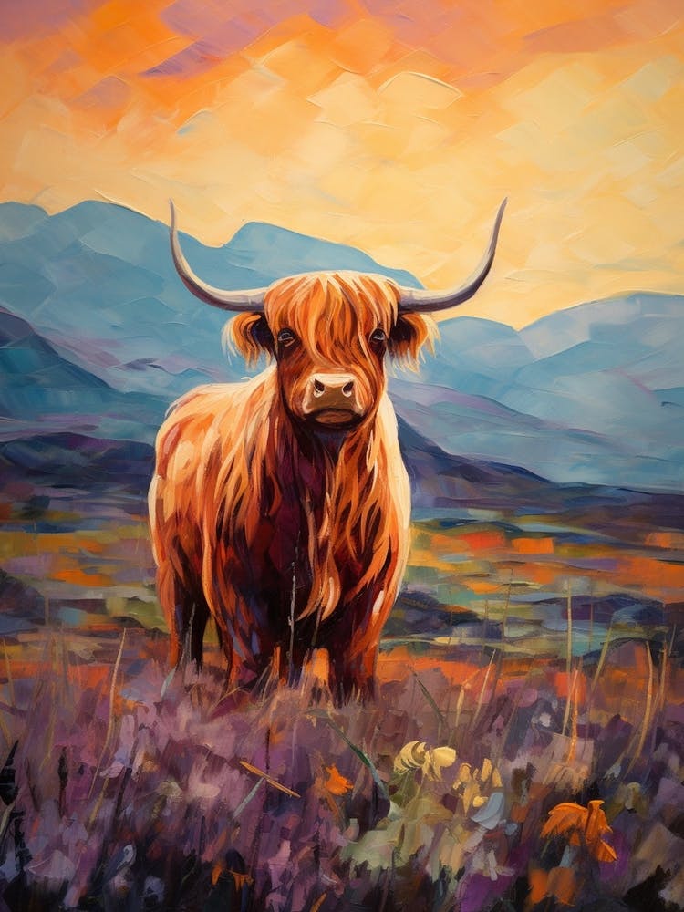 Highland Cow In The Lilac