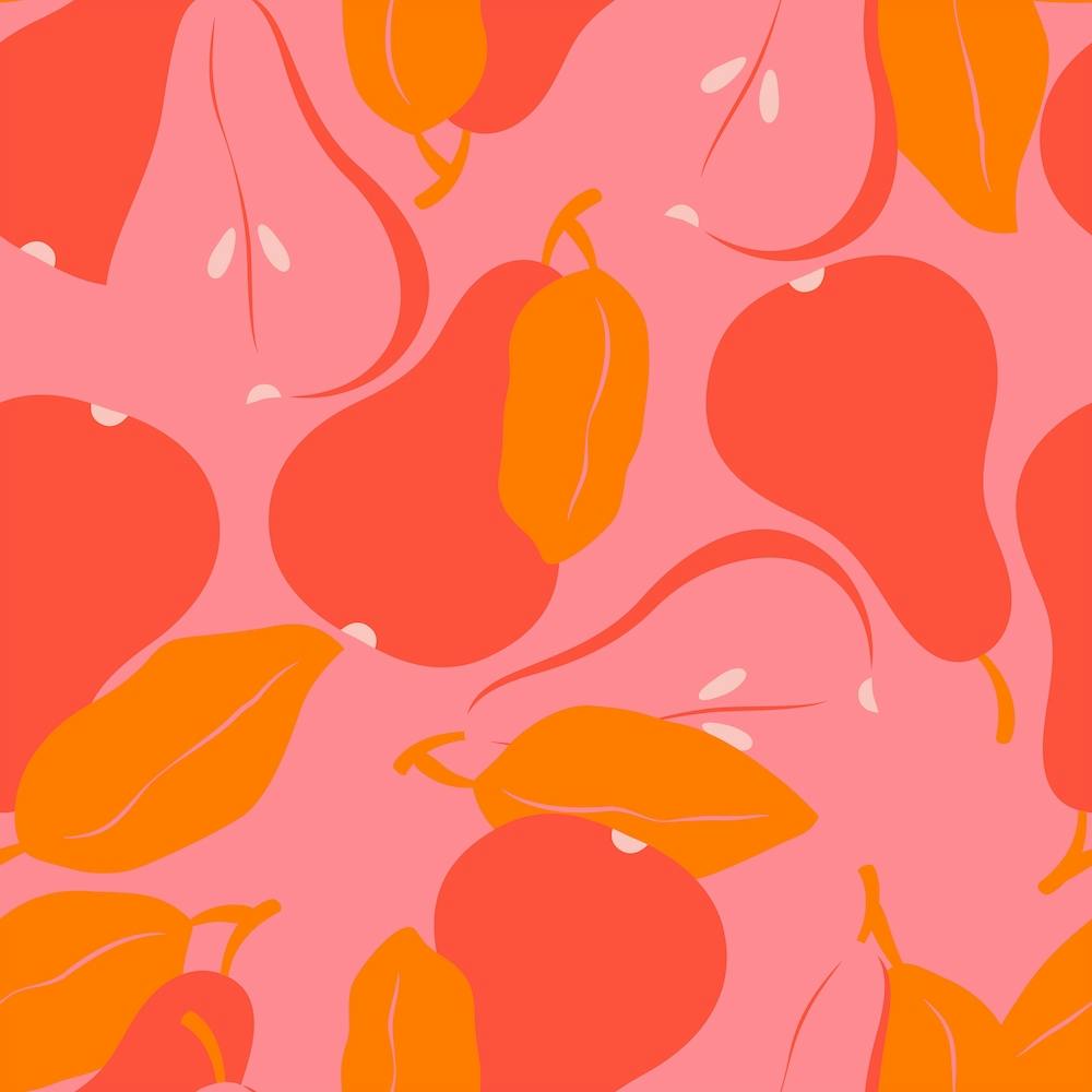 Pattern With Vibrant Pears On Bright Pink Square