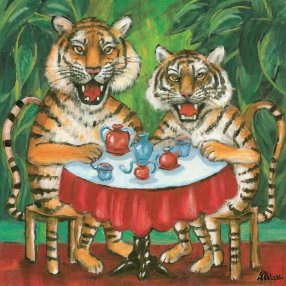 Tangoing Tigers Tea Party Print Art And Wall Art
