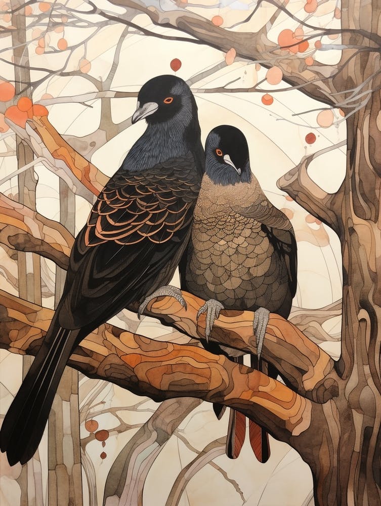 Art Nouveau Birds Poster Pigeon 3