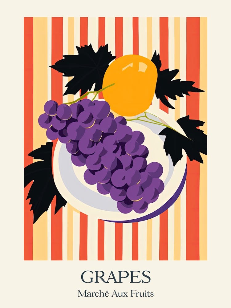 Marche Aux Fruits Grapes Fruit Summer Illustration 4