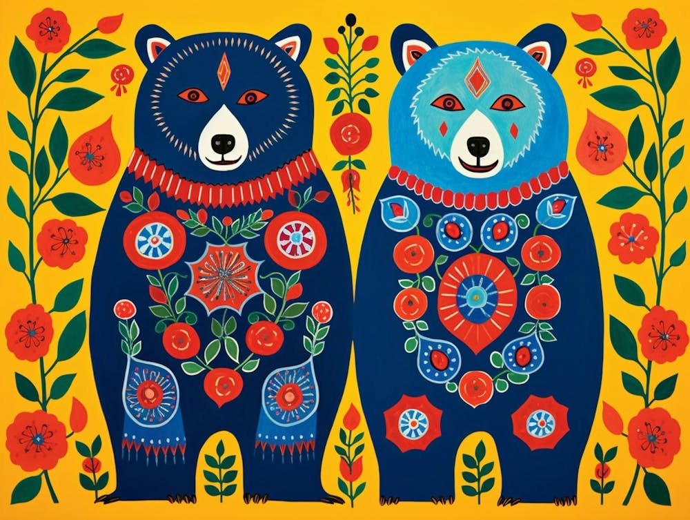 Bär 1 Tierillustration im Folk-Stil