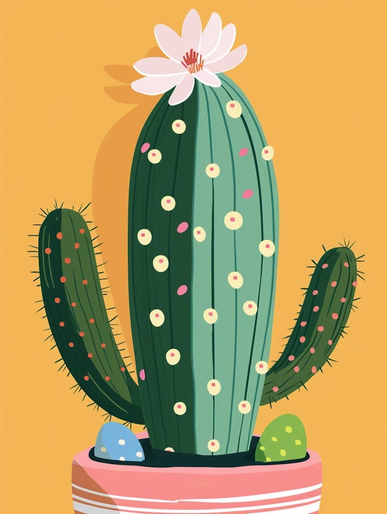 Easter Cactus Plant Minimalist Illustration 3