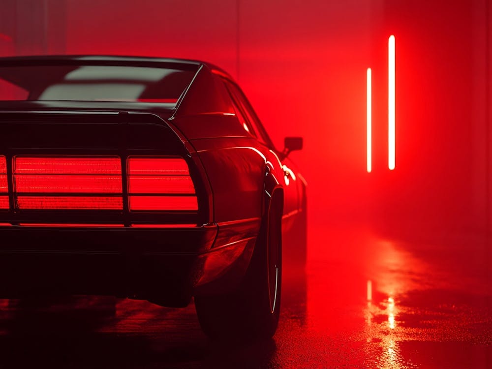 Rotes Auto im Dunkeln