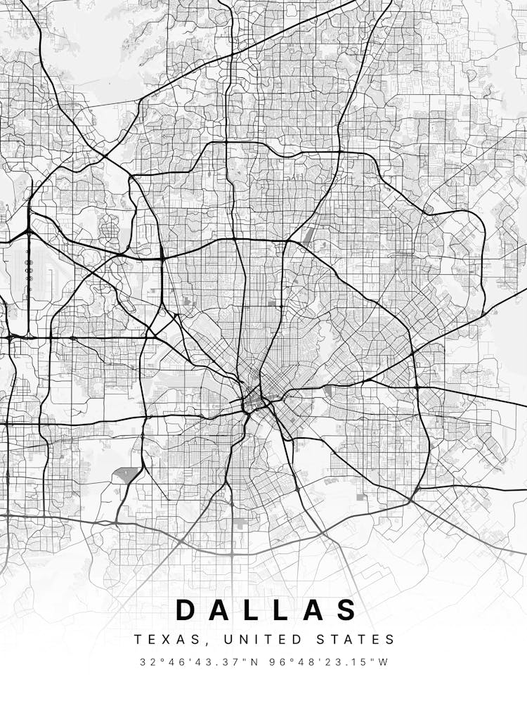 Dallas Texas USA Weiße Karte