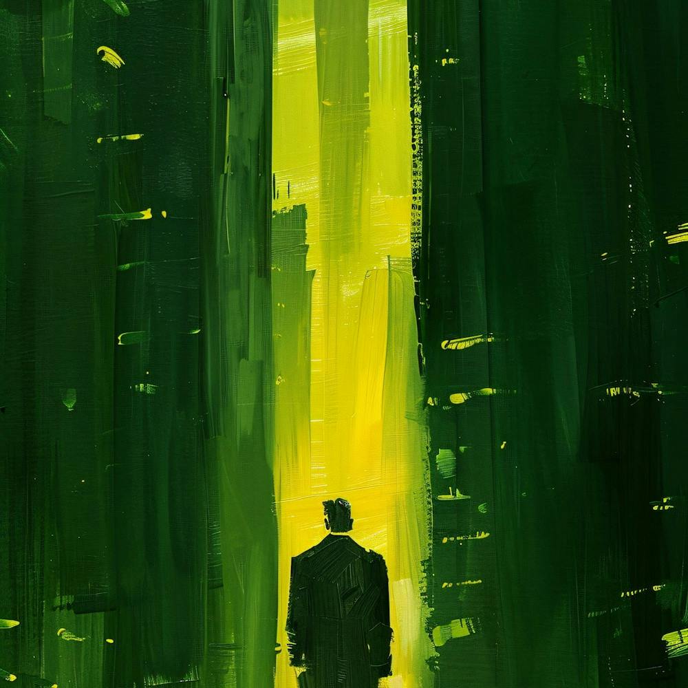 Man Walking Through A City