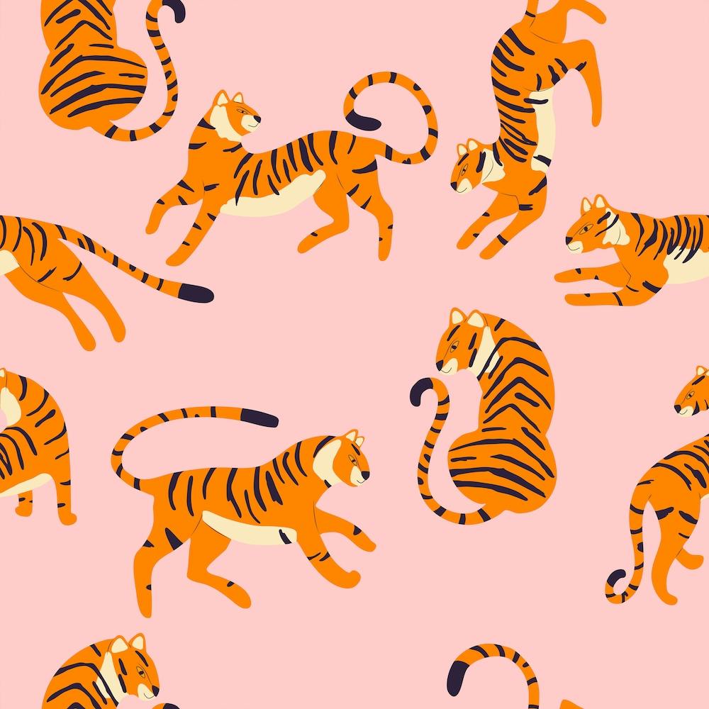 Tiger Pattern On Pink Square
