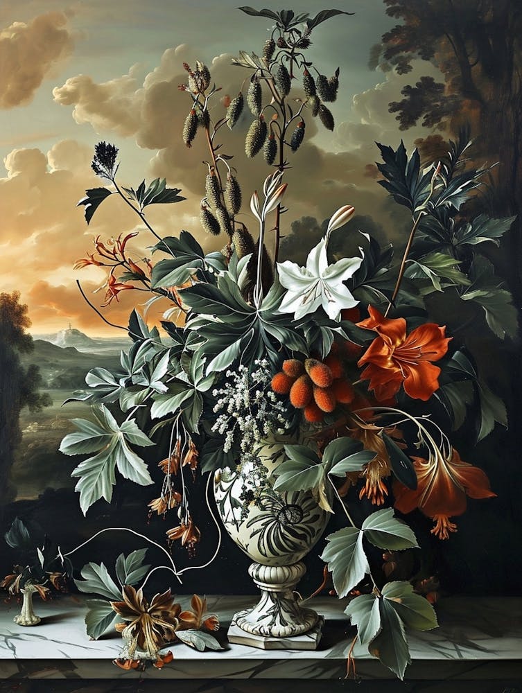 Baroque Floral Still Life Aconitum 4