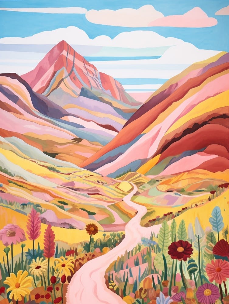 Rainbow Mountain Peru Hike Illustration