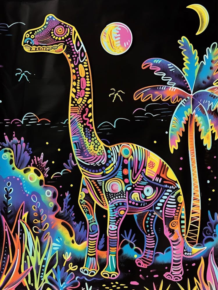 Dinosaure Néon à Motifs