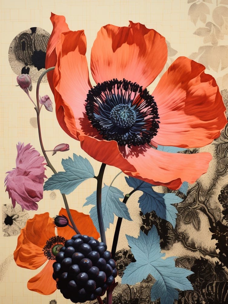 Surreal Florals Poppy 3 Flower Painting