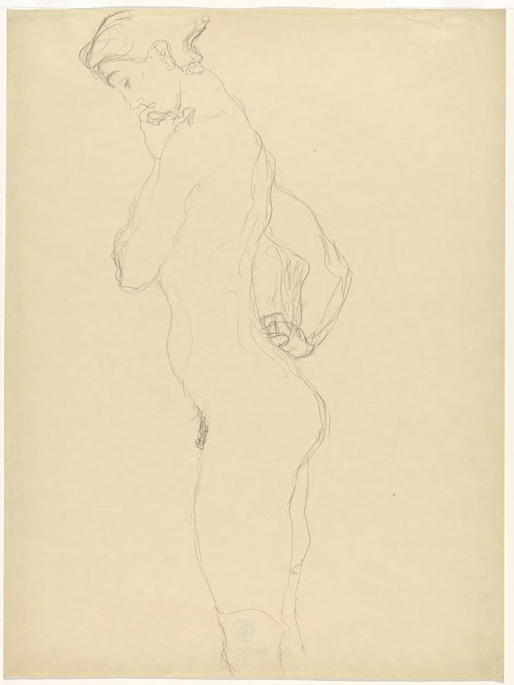 Standing Female Nude In Profile To The Left, Gustav Klimt