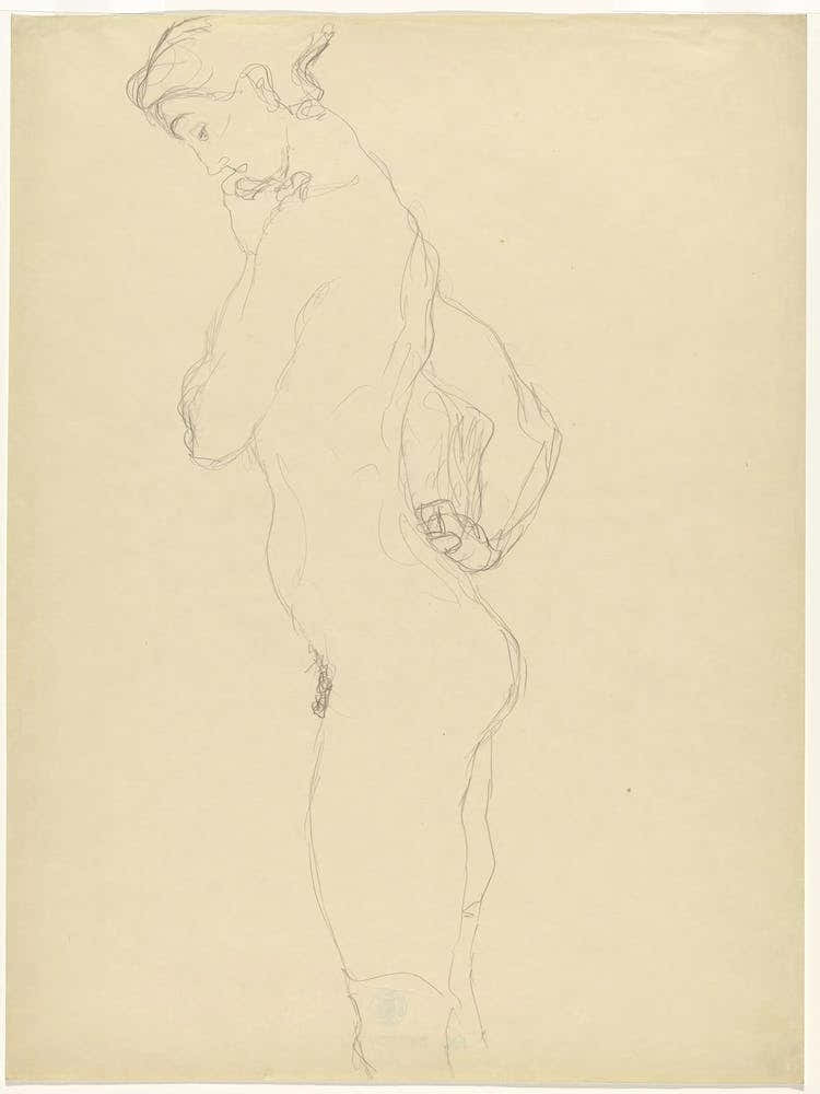 Standing Female Nude In Profile To The Left, Gustav Klimt