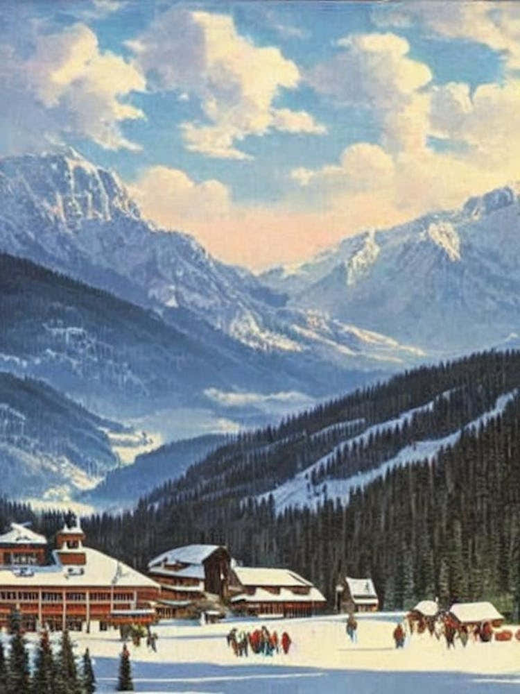 Kronplatz, Italy Ski Resort Vintage Landscape 1 Skiing Poster