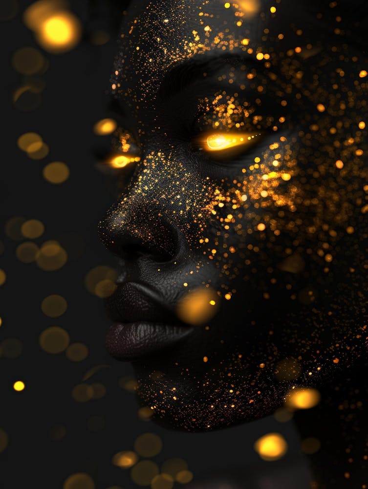 Woman With Gold Glitter On Her Face