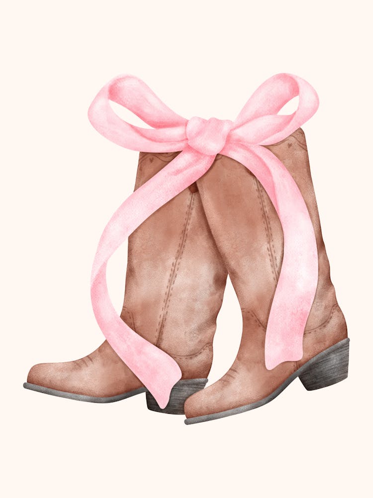 Cowboy Boots With Pink Bow