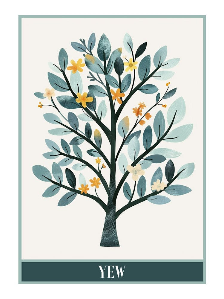 Yew Tree Flat Illustration 5 Poster