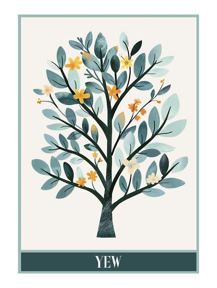 Yew Tree Flat Illustration 5 Poster