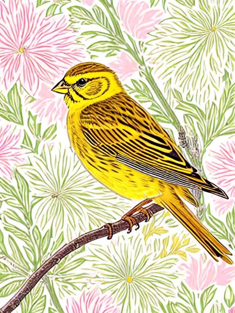 Yellowhammer William Morris Style Bird
