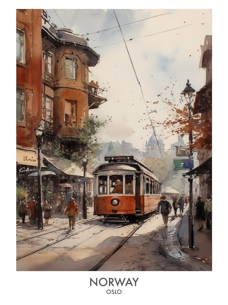 Oslo, Norway 1 Watercolor Travel Poster