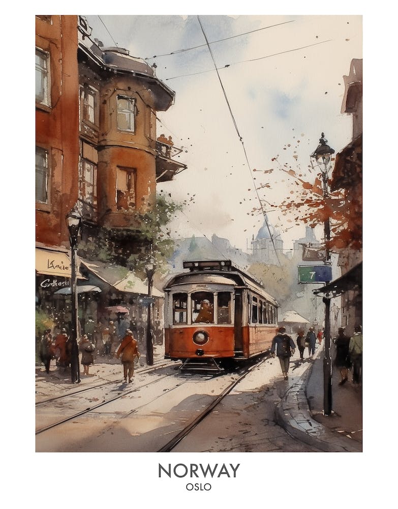 Oslo, Norway 1 Watercolor Travel Poster