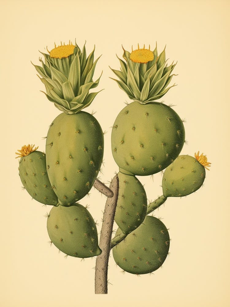 Vintage Cactus Illustration Lemon Ball Cactus 2