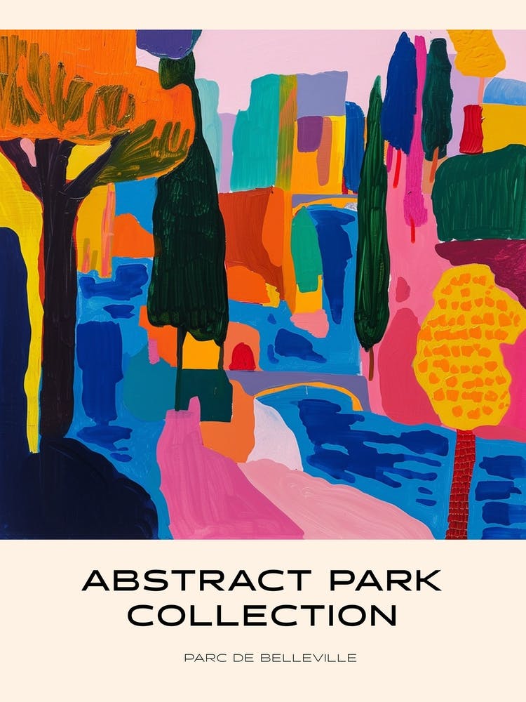 Abstract Park Collection Poster Parc De Belleville Paris France 3