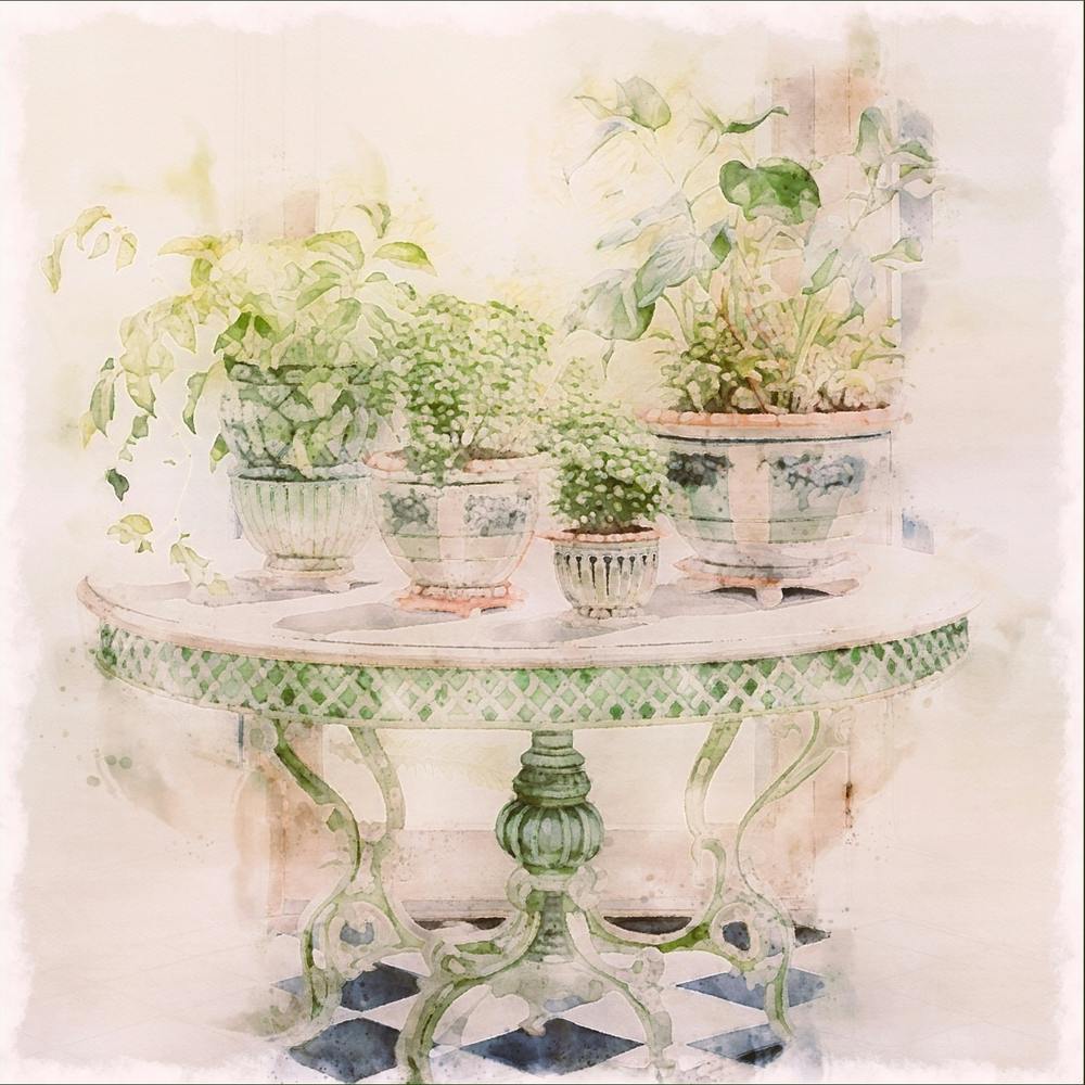 Potted Plants, watercolor 1