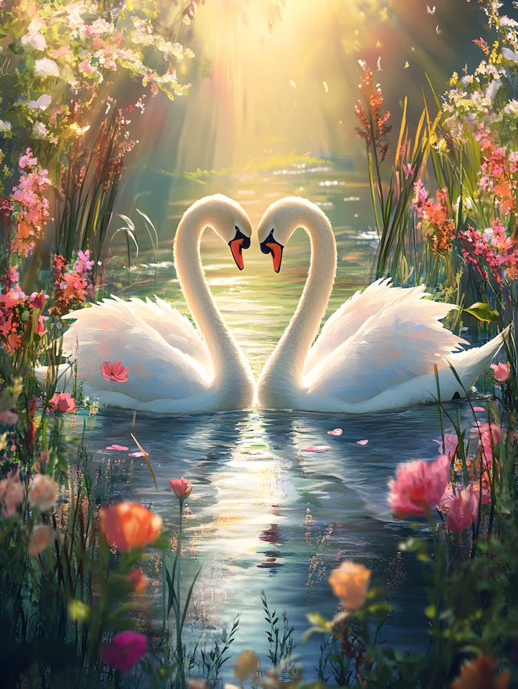 Amazing Swan Couple in the Lake 4