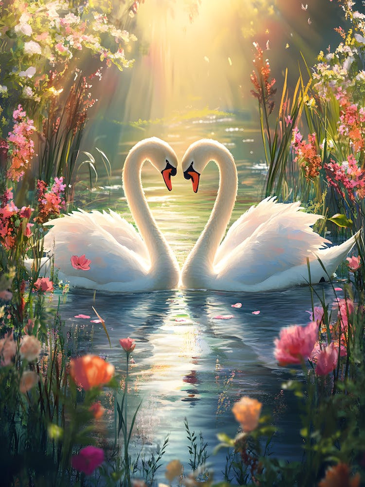 Amazing Swan Couple in the Lake 4