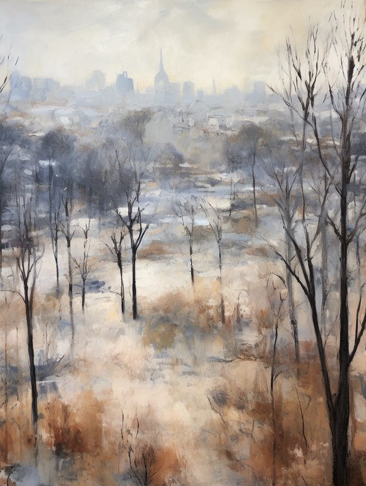 Winter City Park Painting Hampstead Heath London 2