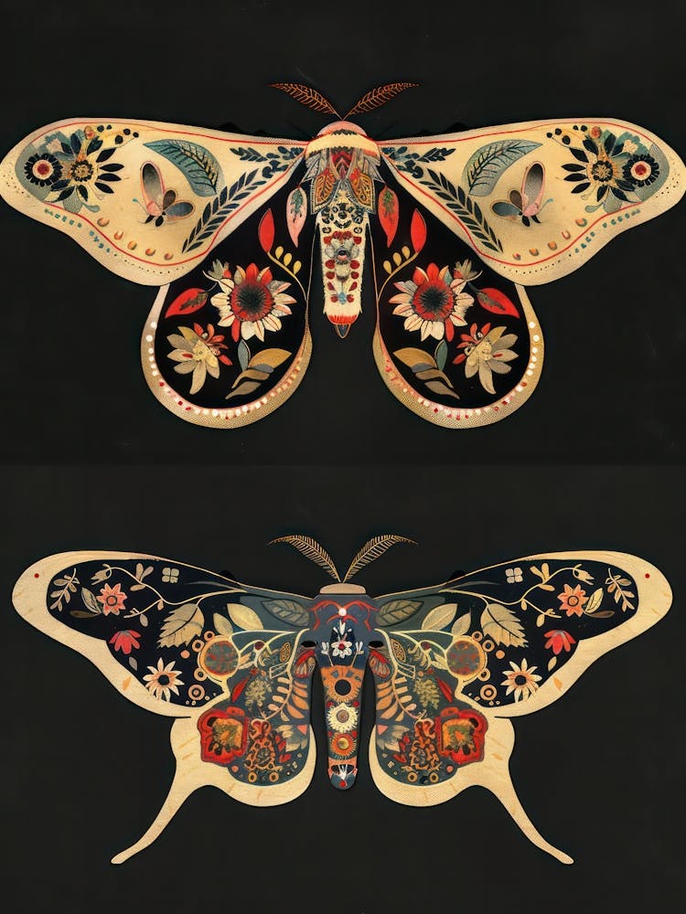 Night Butterflies William Morris Style 2