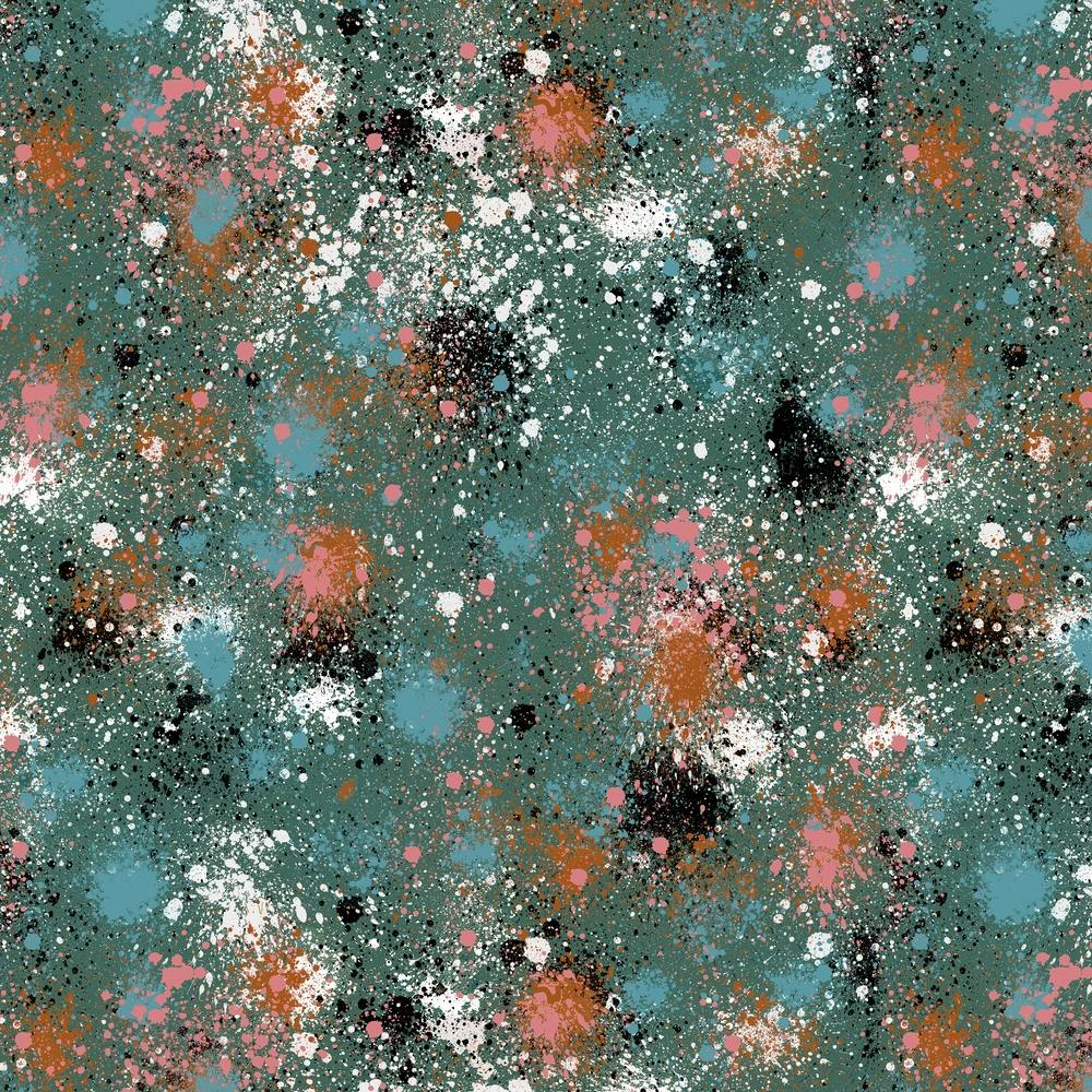 Ink Splatter Dust Multi Green Square