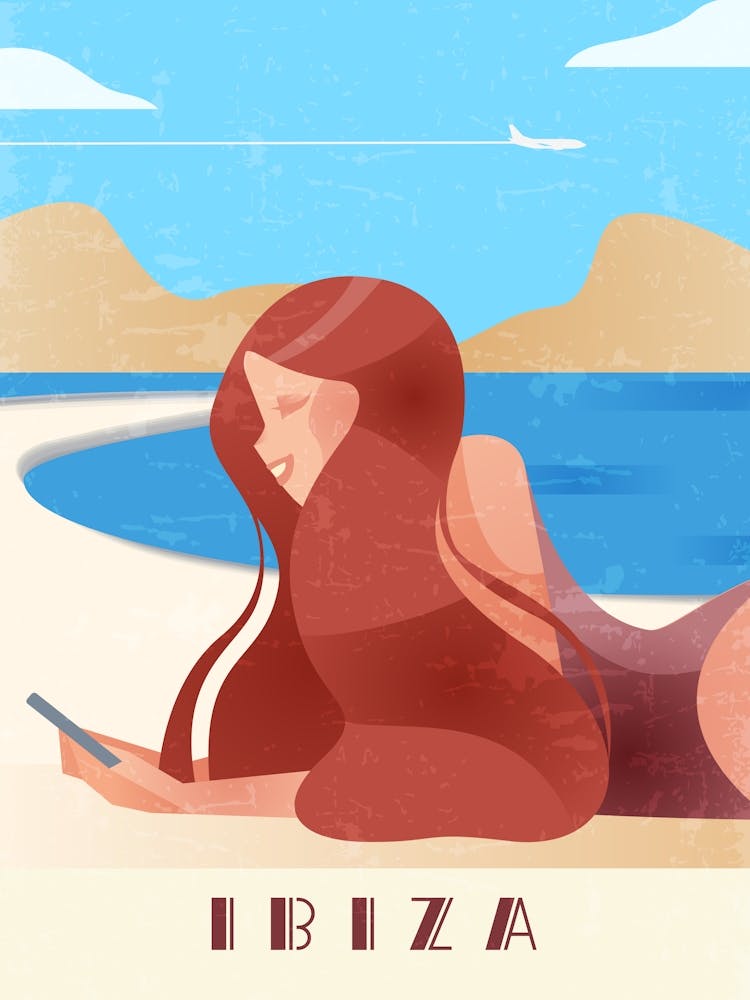 Ibiza, Spain - Boho Retro travel poster