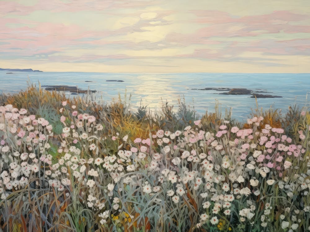 Antikes Meeresblumen-Gemälde