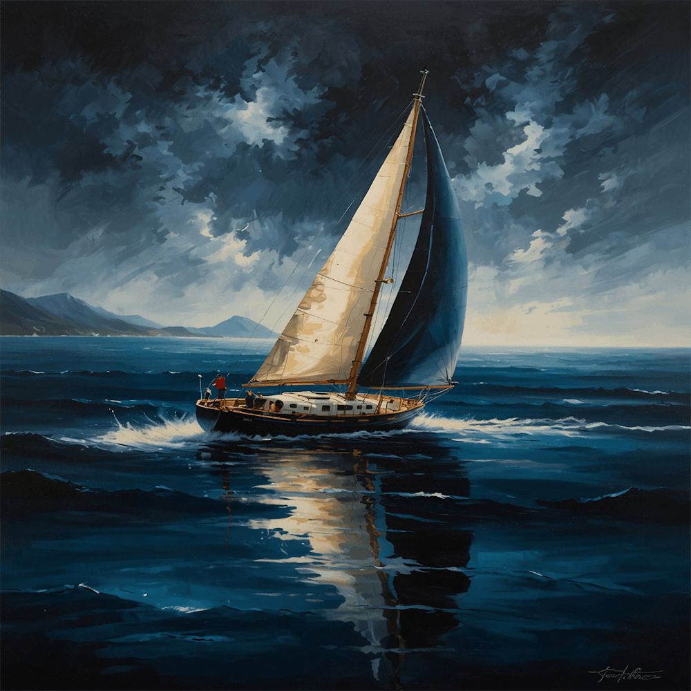 Segelboot bei Nacht