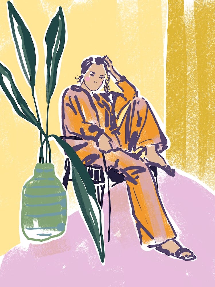 Illustration Of A Woman In Pajamas