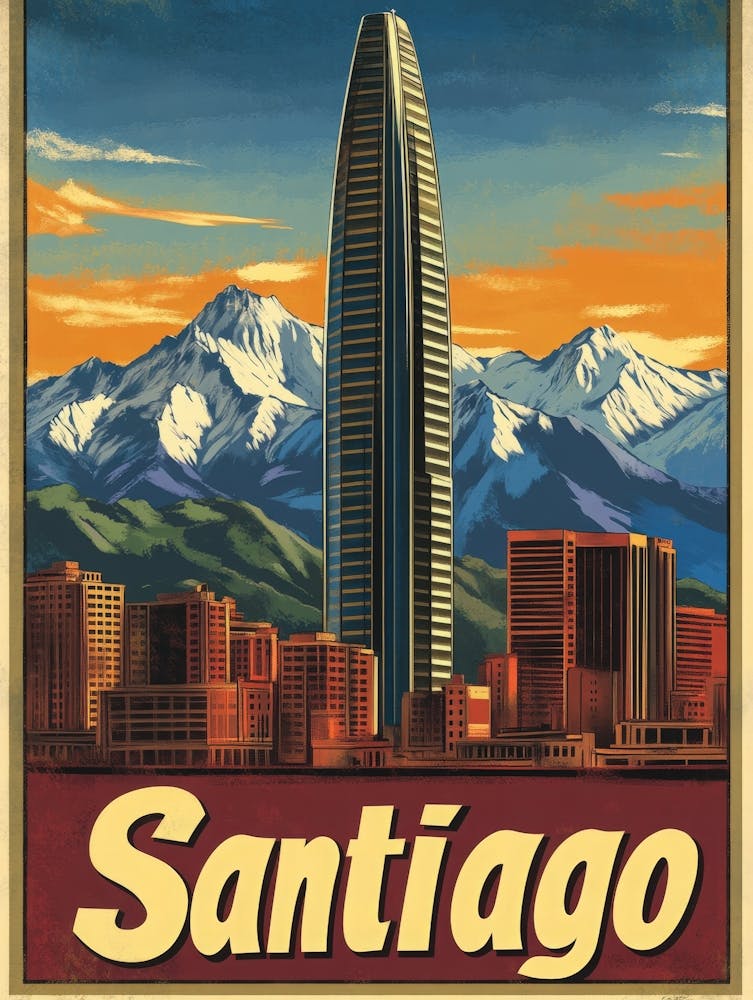 Aihrgdesign Ein Vintage-Reiseposter von Santiago 5