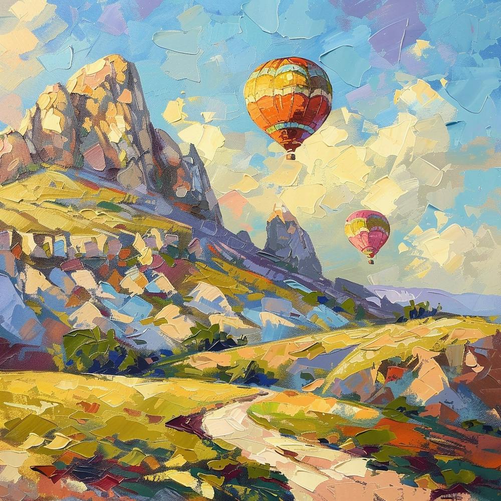 Hot Air Balloons In The Mountains