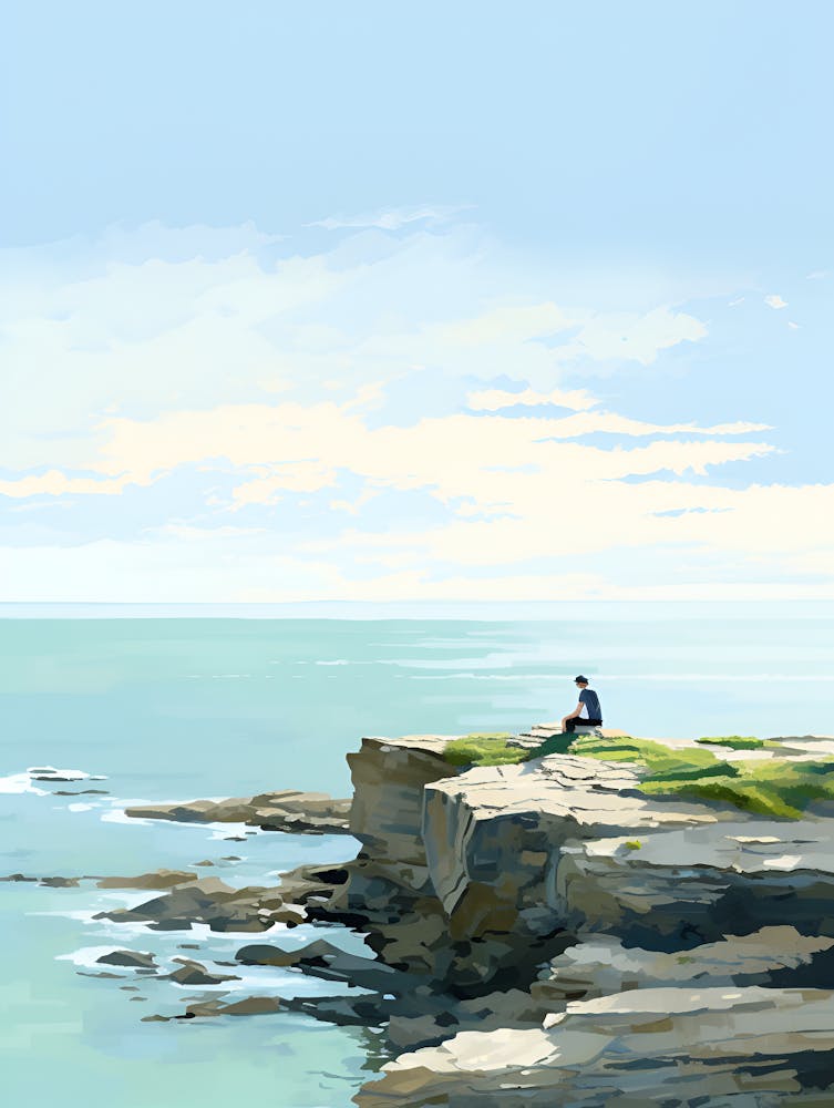 Man Sitting On A Cliff